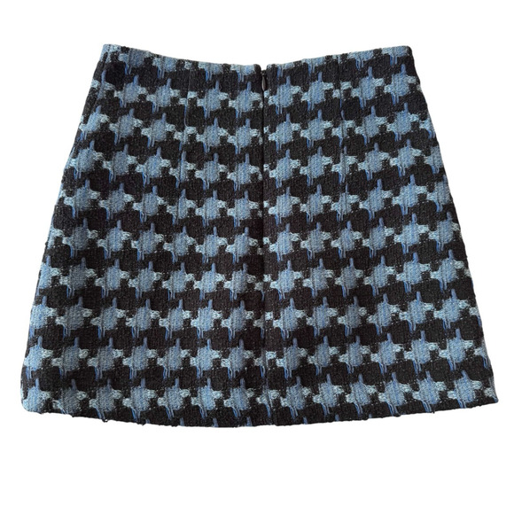 SANDRO Marty Tweed Mini Skirt Blue Houndstooth Size 34 0 XS Preppy Academia - Picture 4 of 8